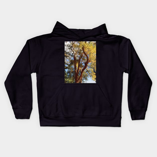 Autumn tree in the breeze Kids Hoodie by Dturner29